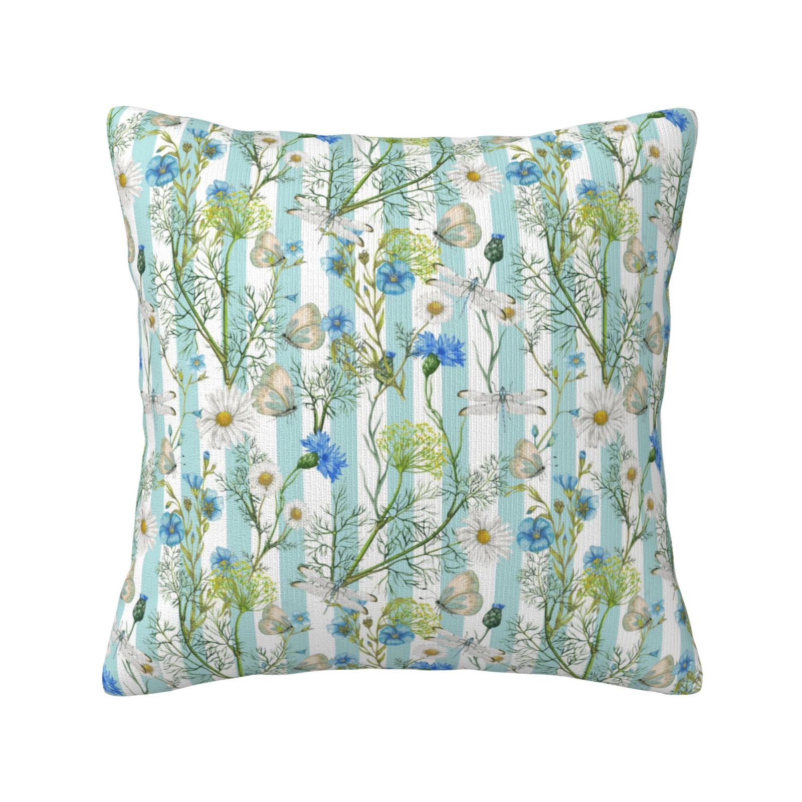 Keyword1 Hand Painted Botanical Garden Wildflowers Yellow Pillow 18x18in - Main Image